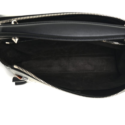 Fendi Vitello Baltico Century Dolce Waves DotCom Satchel Black Terracotta 6 of 12