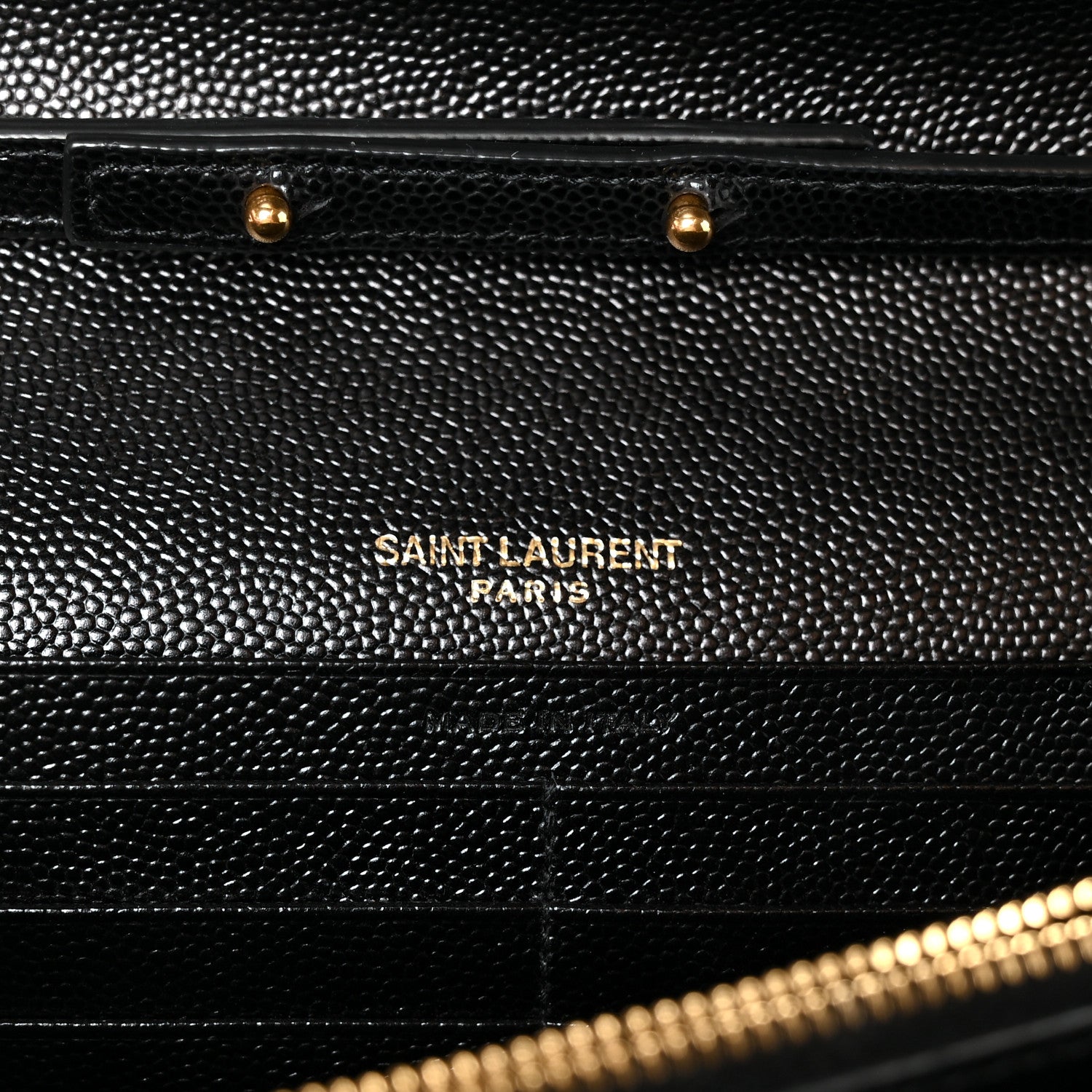 Saint Laurent Grain De Poudre Matelasse Chevron Monogram Chain Wallet Black 6 of 9