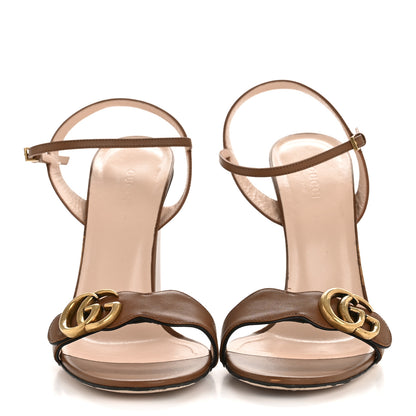 Gucci Lifford Calfskin GG Marmont Ankle Wrap 105mm Sandals 40.5 Cognac 3 of 10