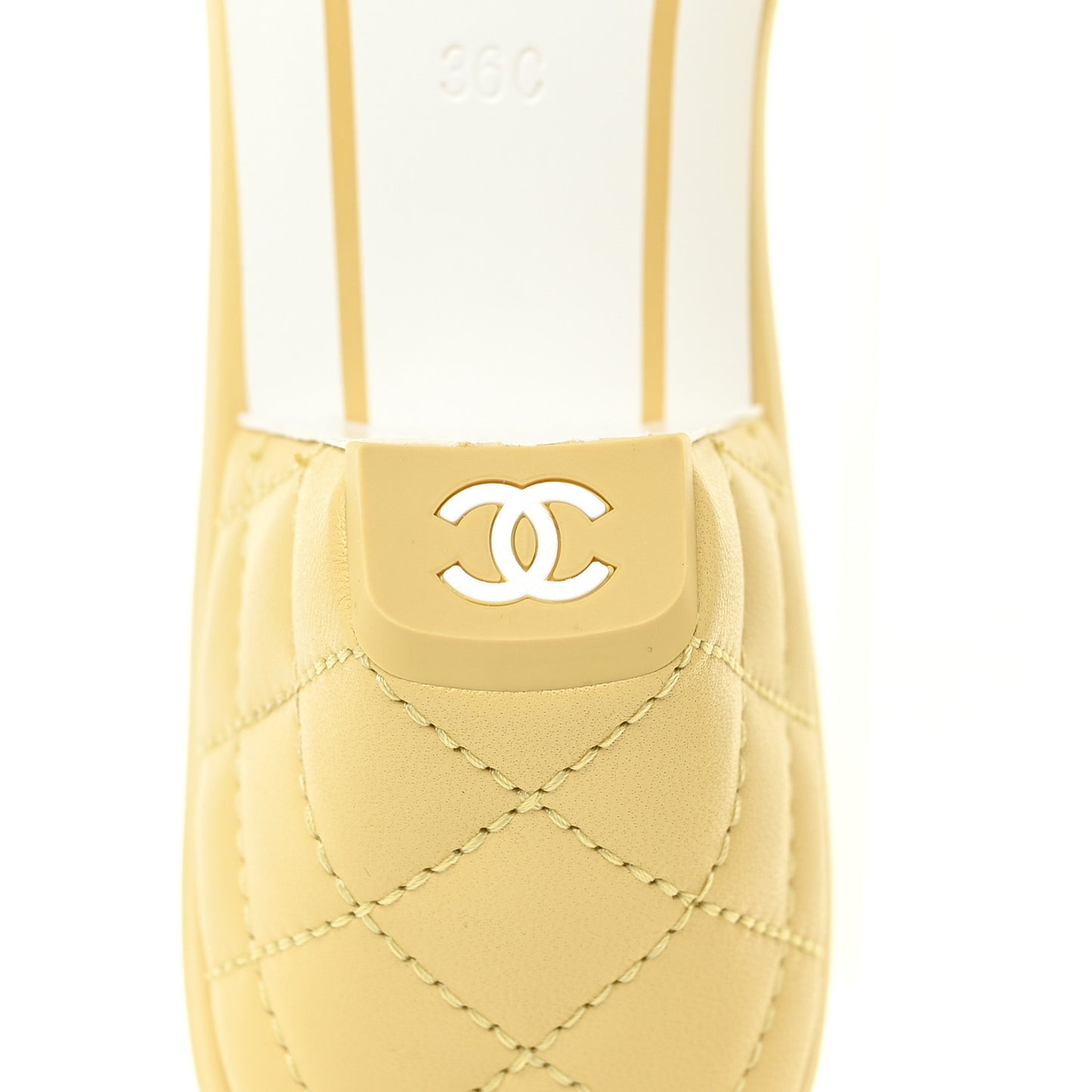 Lambskin Quilted Textured CC Mules 36 Yellow