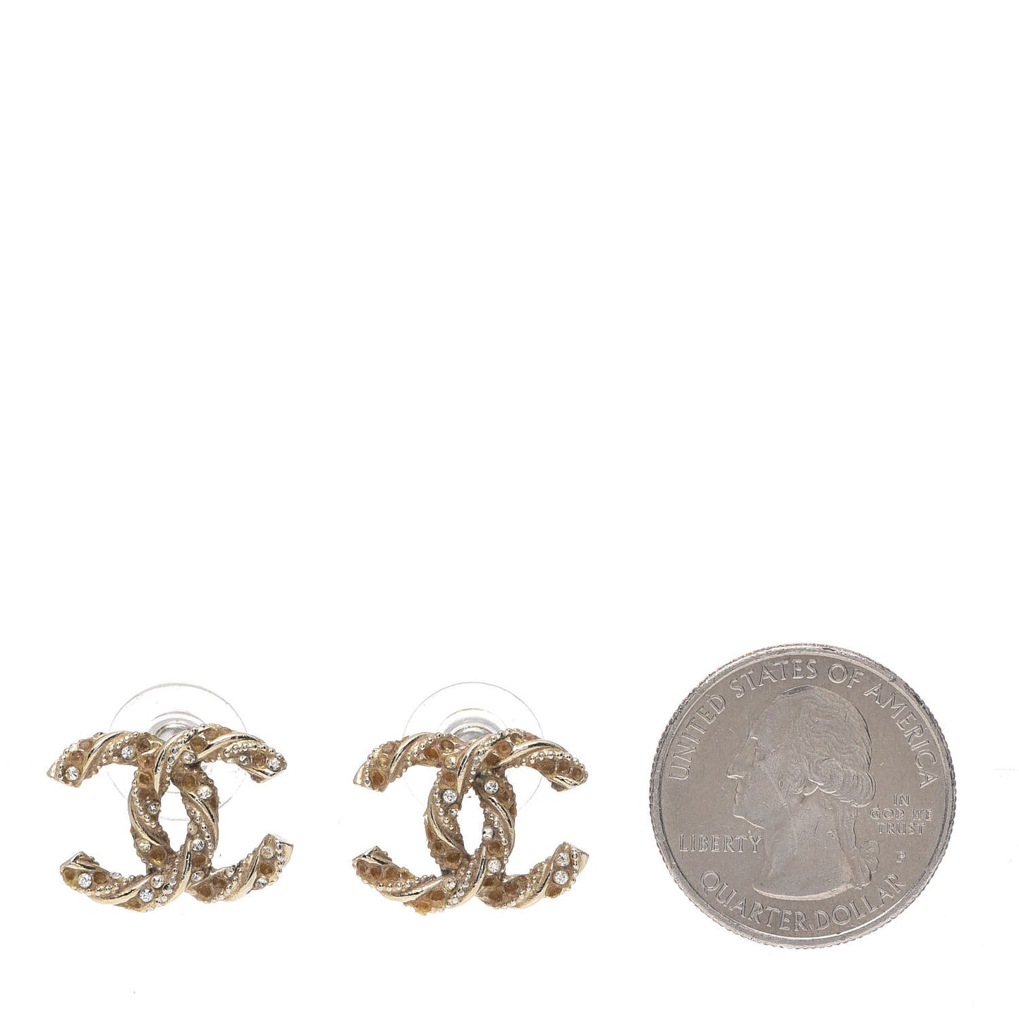 Crystal Twisted CC Earrings Gold