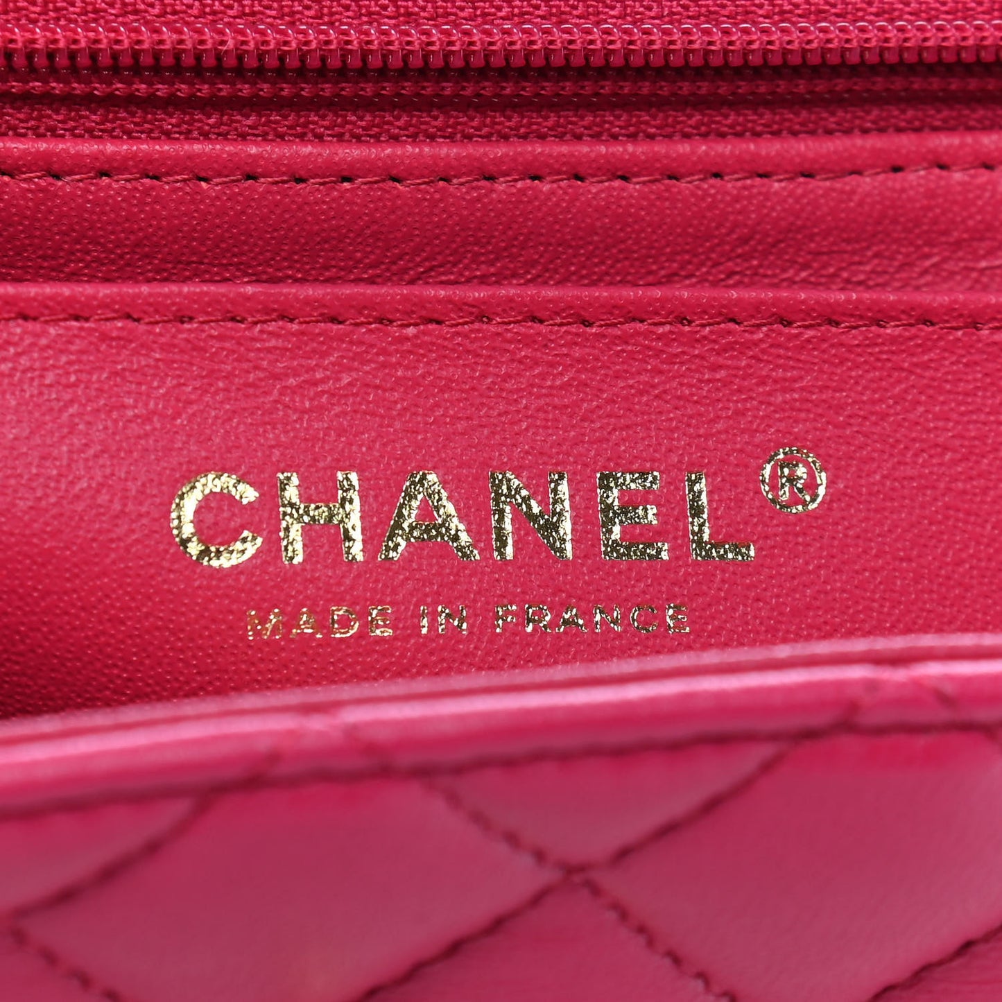 Lambskin Quilted Mini Top Handle Rectangular Flap Dark Pink