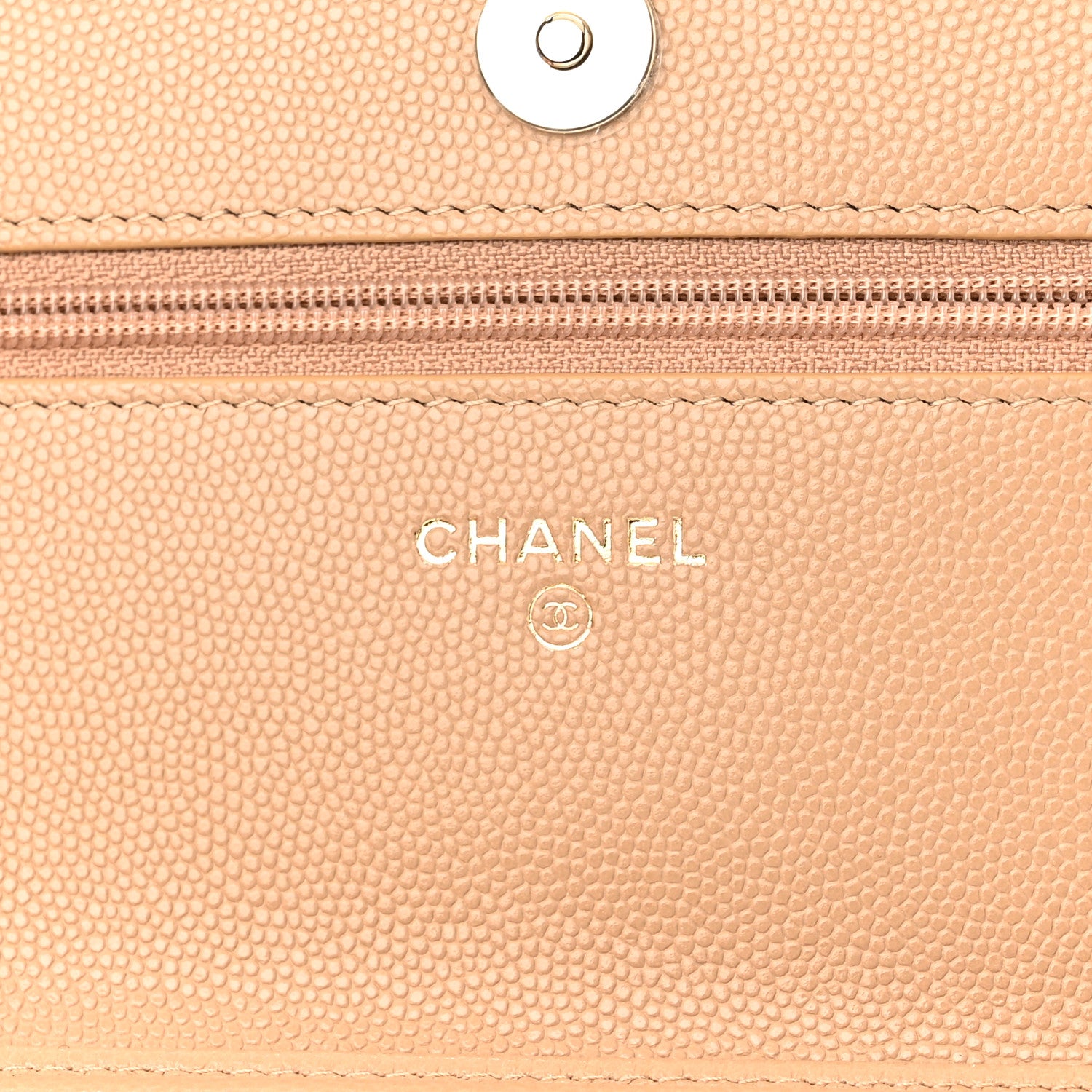 Chanel Caviar Quilted Crystal CC Wallet On Chain WOC Beige 6 of 12
