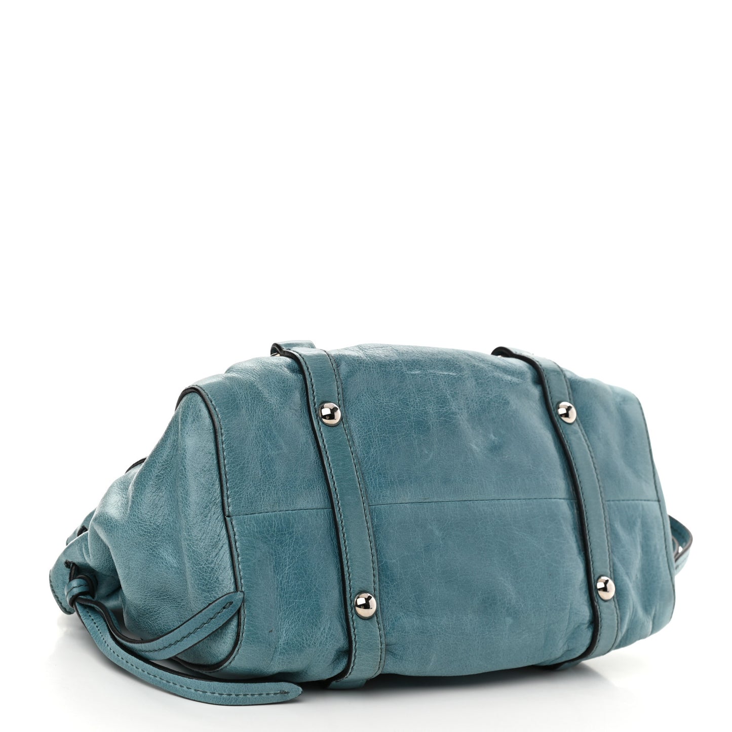 Vitello Lux Gathered Tote Azzurro