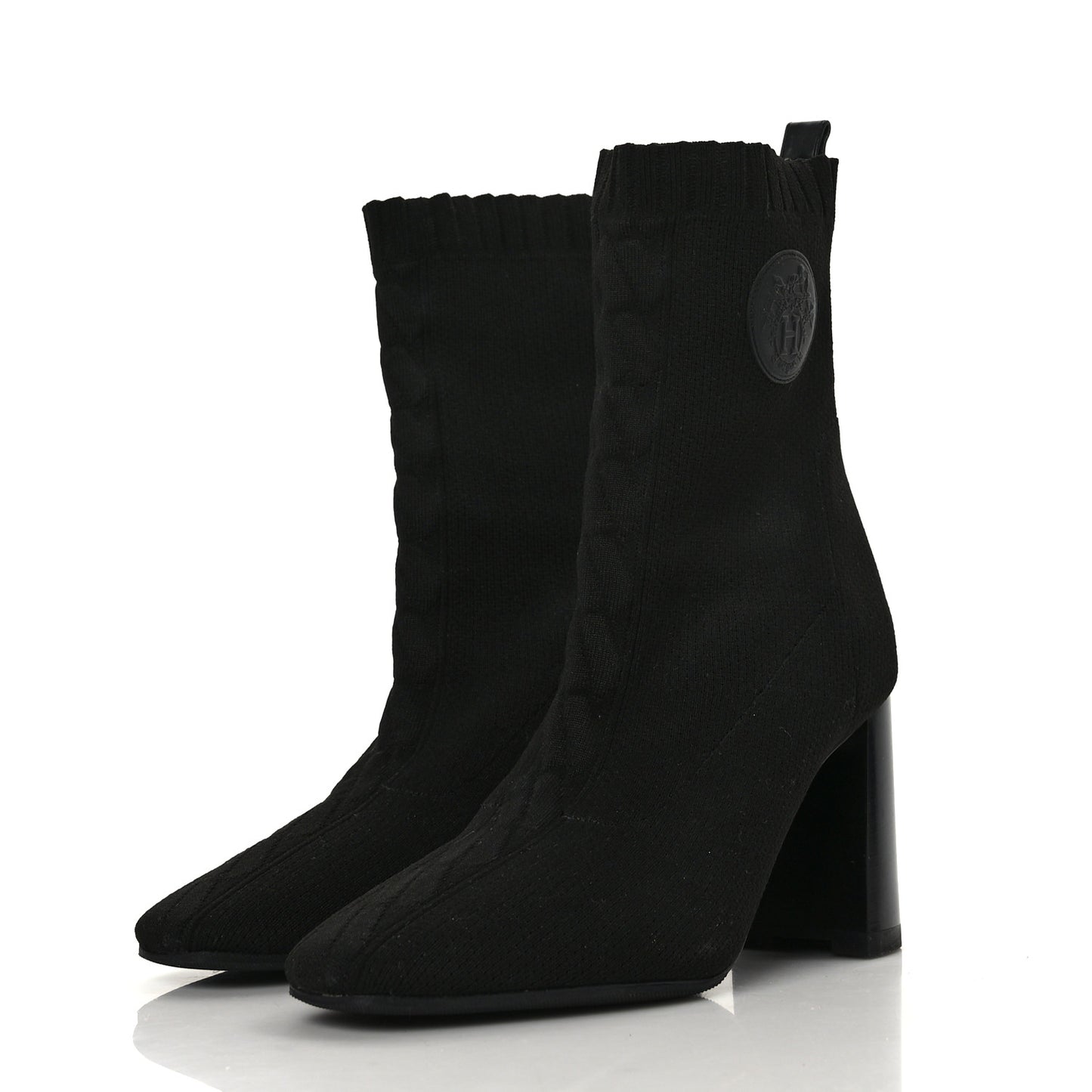 Knit Calfskin Volver 90 Ankle Boots 37 Black