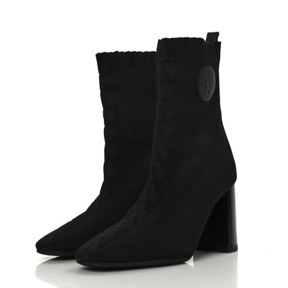 Hermes Knit Calfskin Volver 90 Ankle Boots 37 Black 3 of 7
