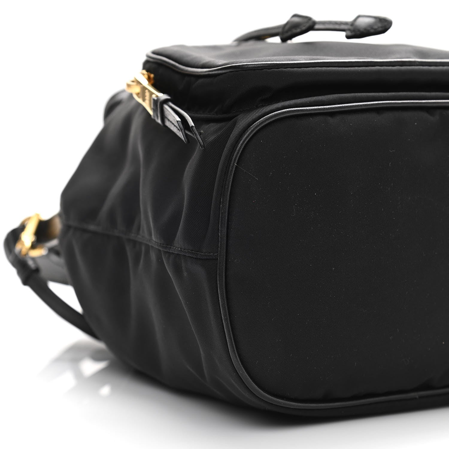 Prada Saffiano Tessuto Nylon Mini Bucket Crossbody Bag Black 9 of 11