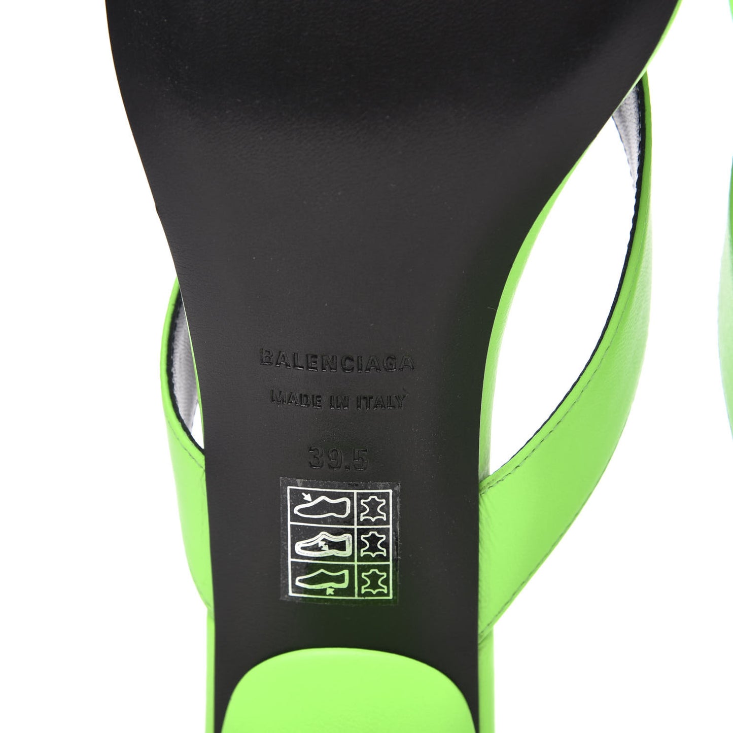 Shiny Sheepskin Double Square Flat 60mm Sandals 39.5 Fluo Green Black