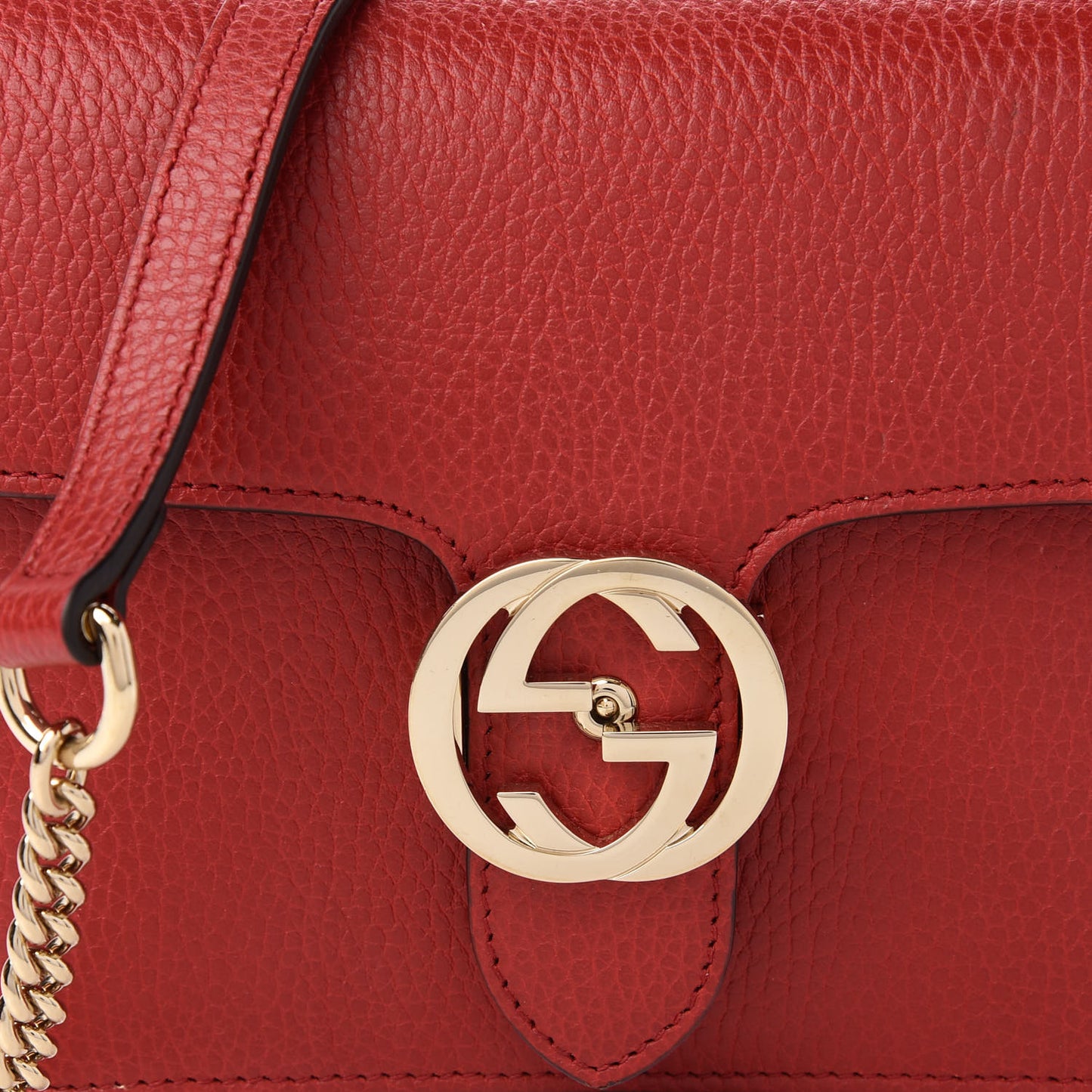 Dollar Calfskin Small Interlocking G Shoulder Bag Red
