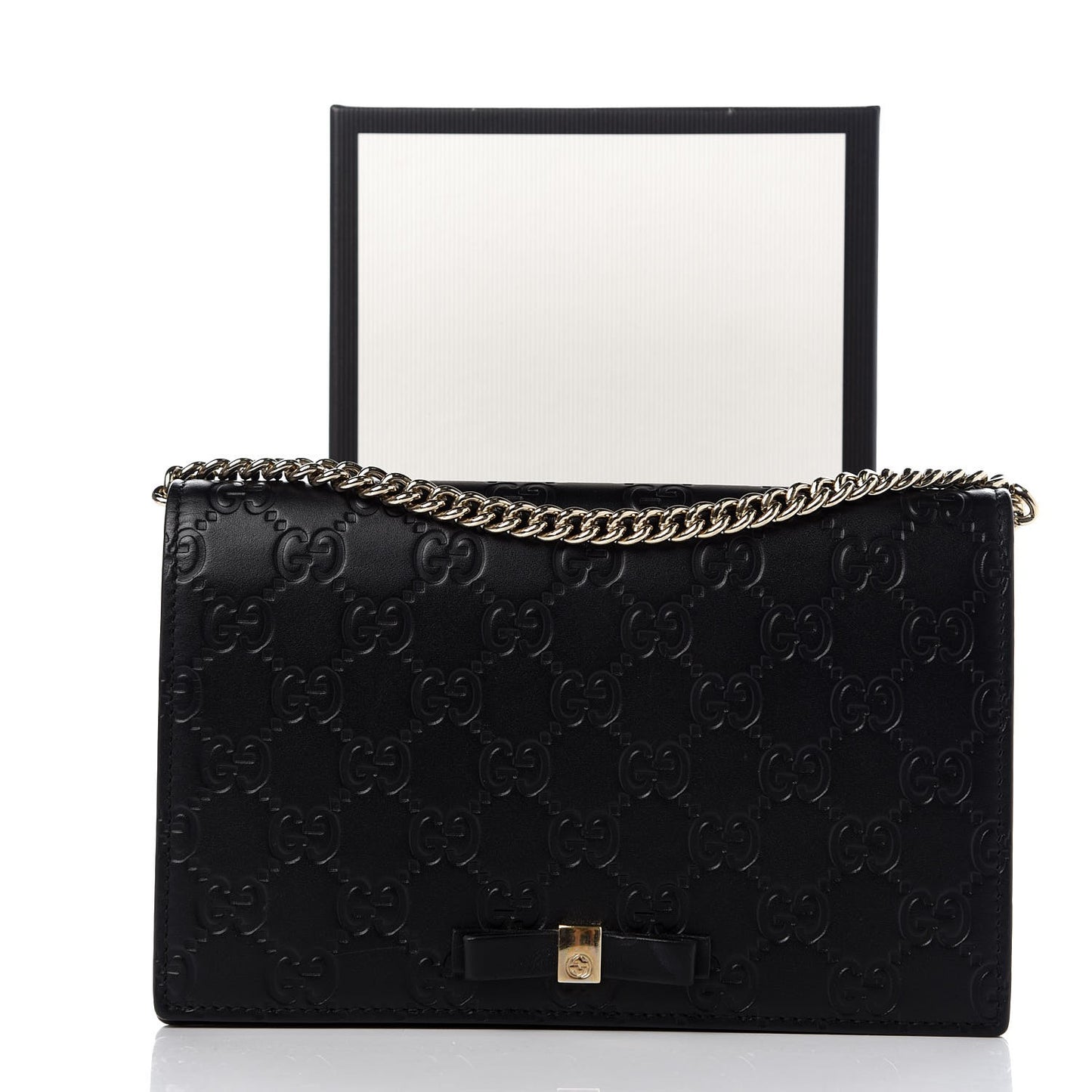 Guccissima Signature Bowy Chain Wallet Black