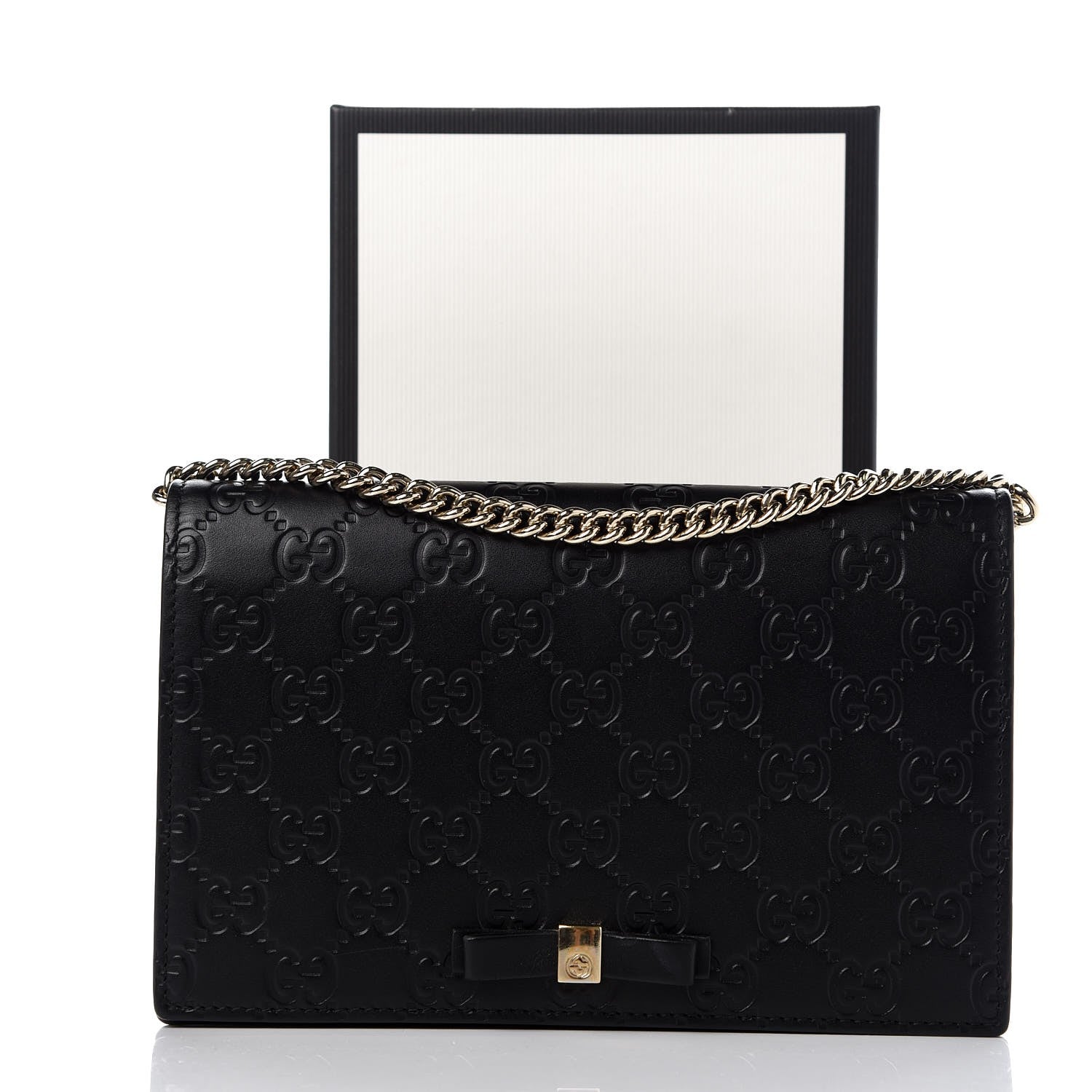 Gucci Guccissima Signature Bowy Chain Wallet Black 7 of 7