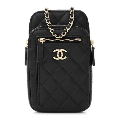 Chanel Lambskin Quilted CC Phone Holder Black 1 of 10