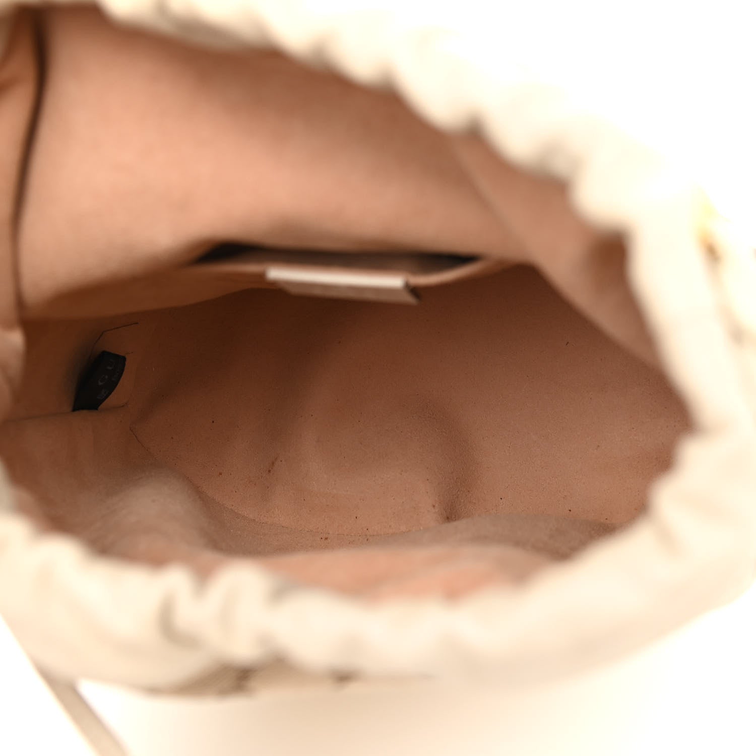 Gucci Monogram Textured Calfskin Horsebit 1955 Drawstring Bucket Bag Beige Mystic White 5 of 11