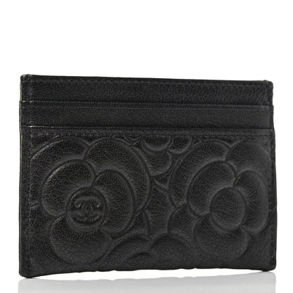 Chanel Goatskin Camellia Embossed Card Holder Wallet Grey 2 of 3