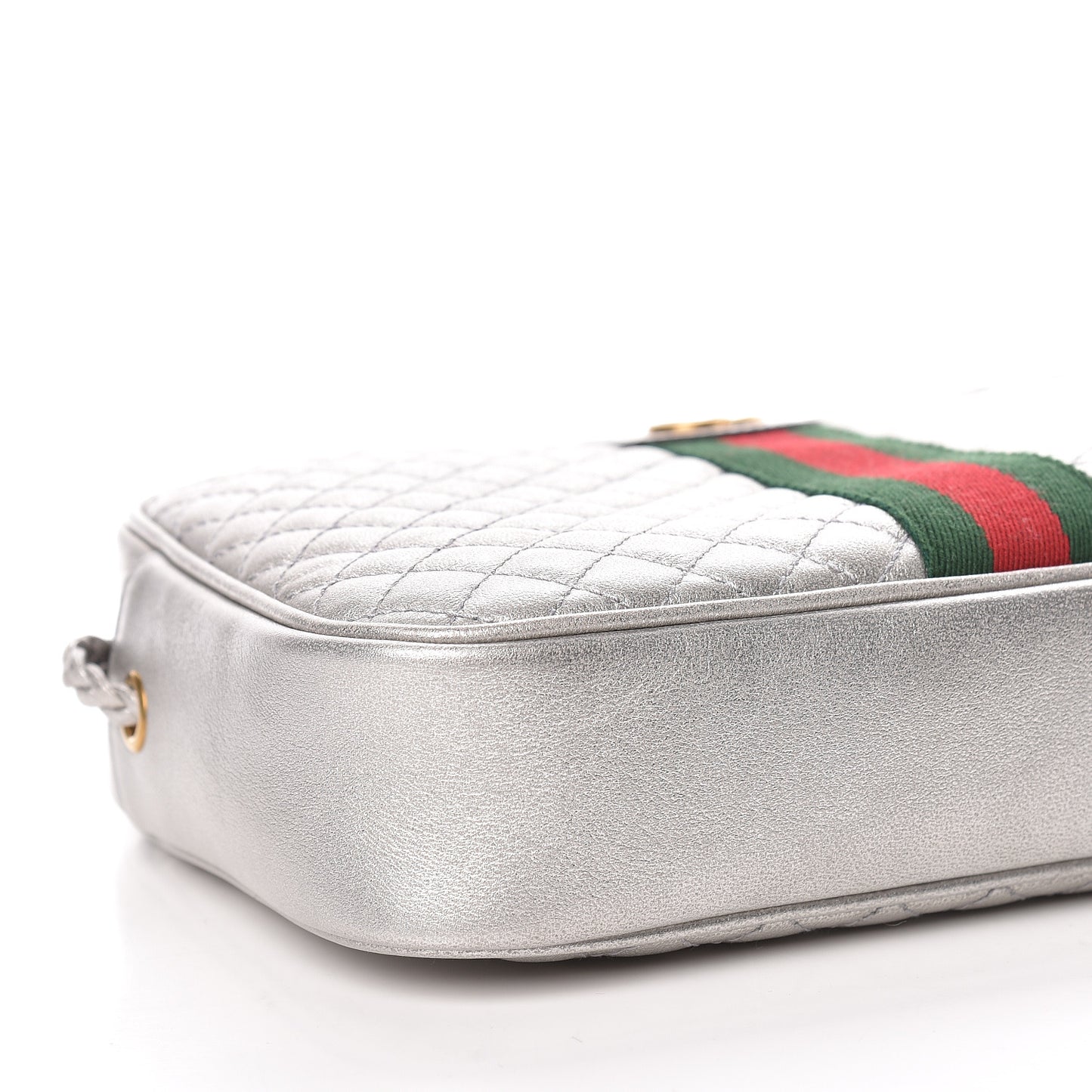 Laminated Nappa Web Trapuntata Small GG Shoulder Bag Argento