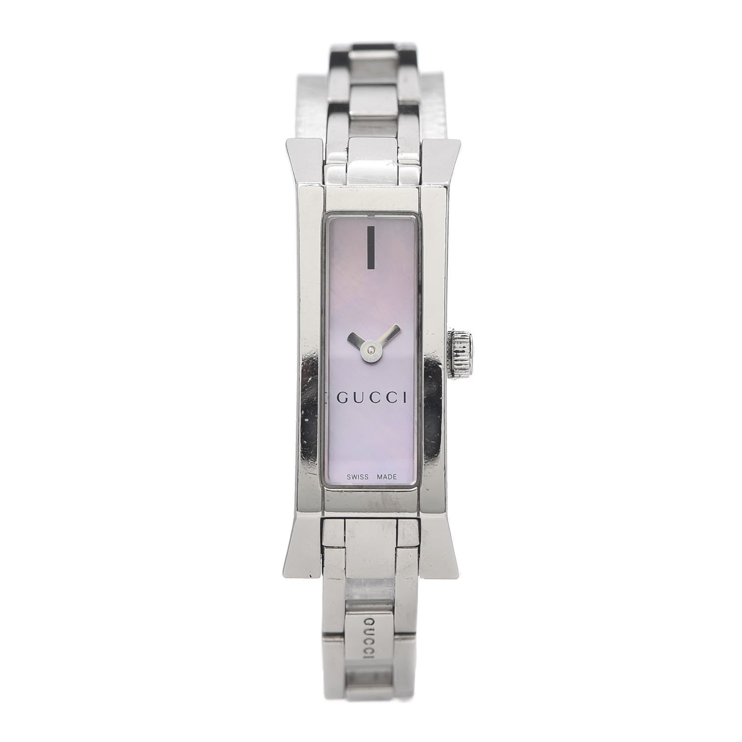 Gucci Stainless Steel Pink Mother of Pearl 14mm 110 G-Link Quartz Watch 1 of 7