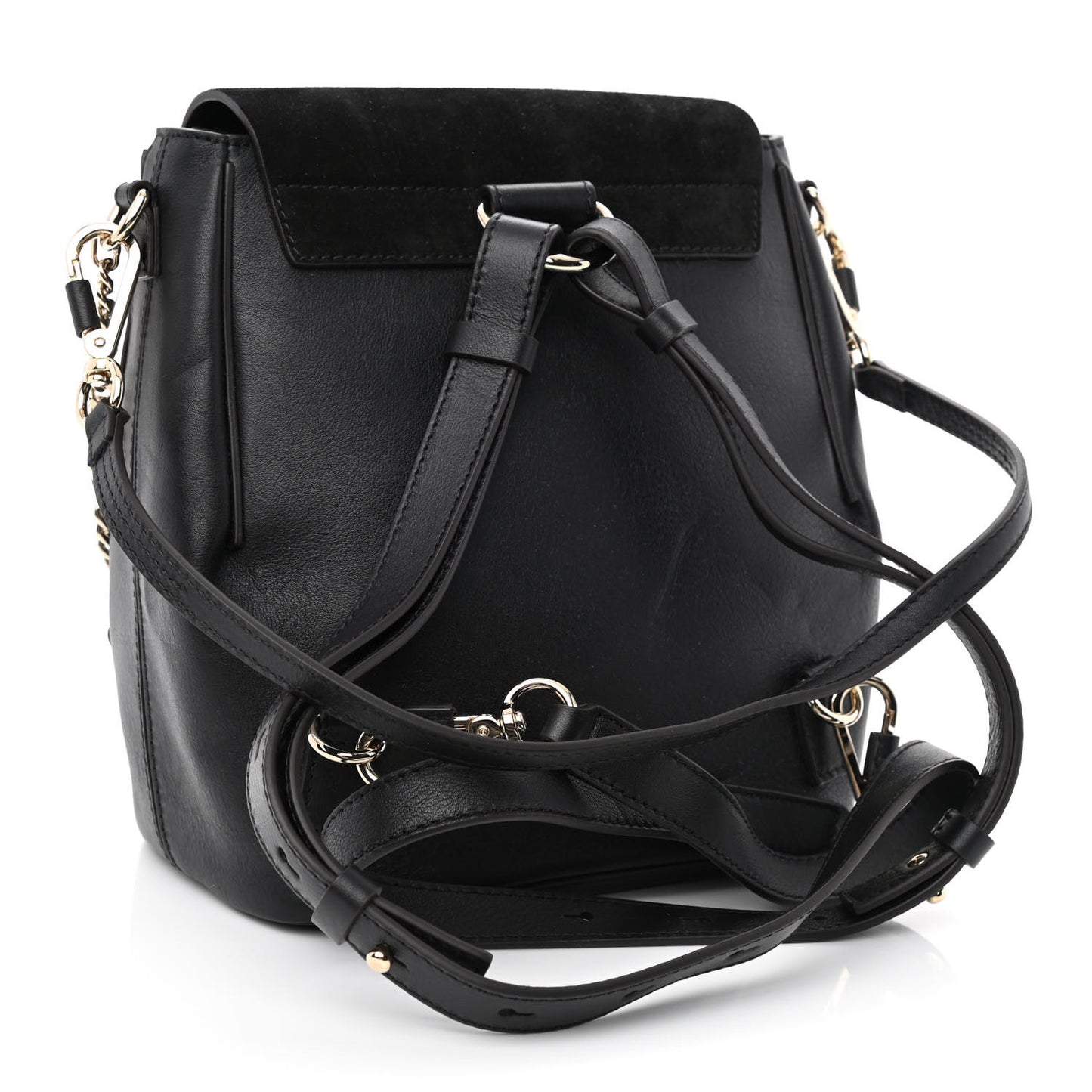Suede Calfskin Small Faye Backpack Black