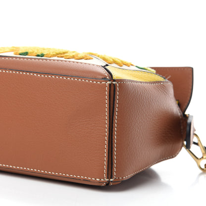 Loewe Calfskin Embroidered Floral Mini Puzzle Bag Tan Yellow 7 of 10