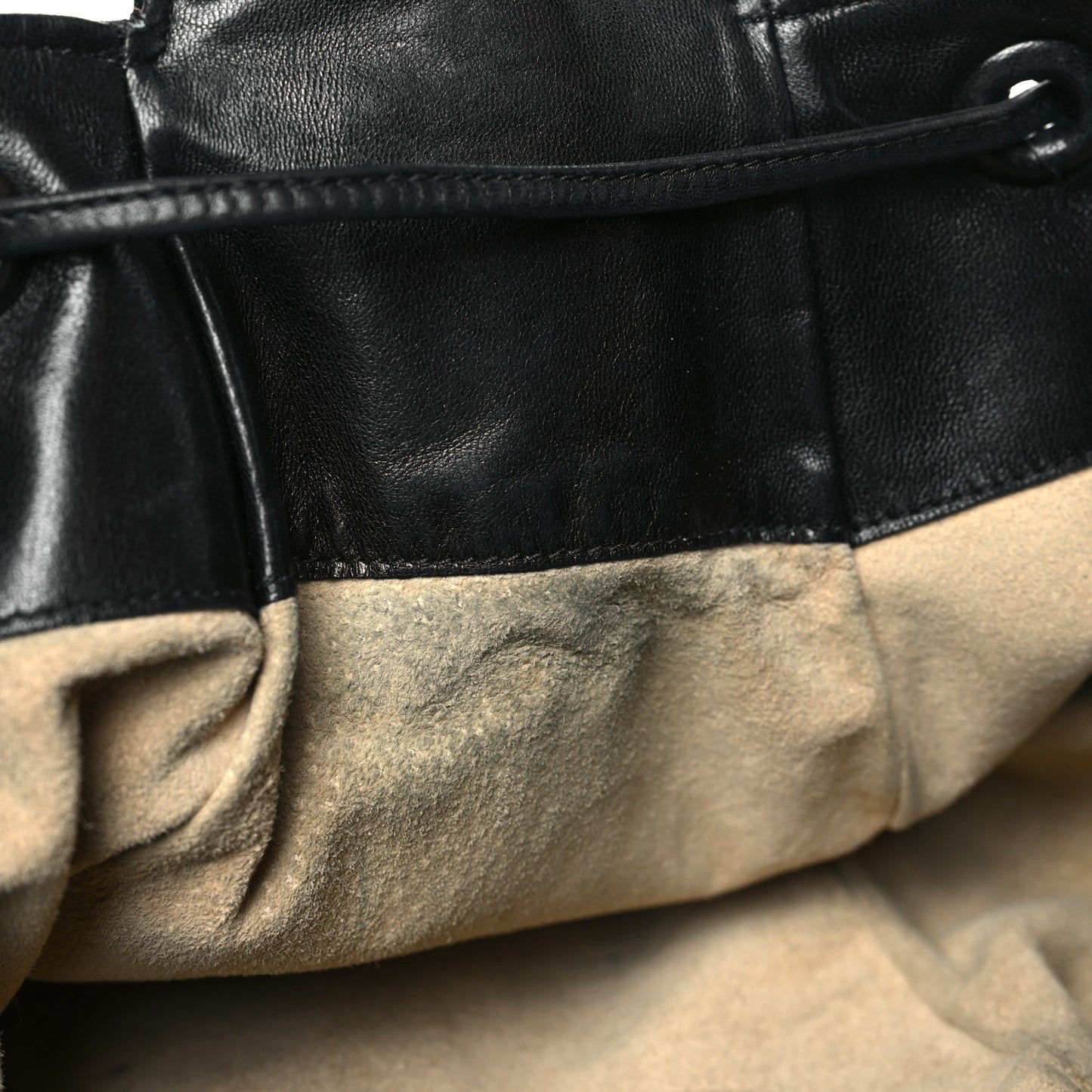 Nappa Intrecciato Drawstring Hobo Bag Black