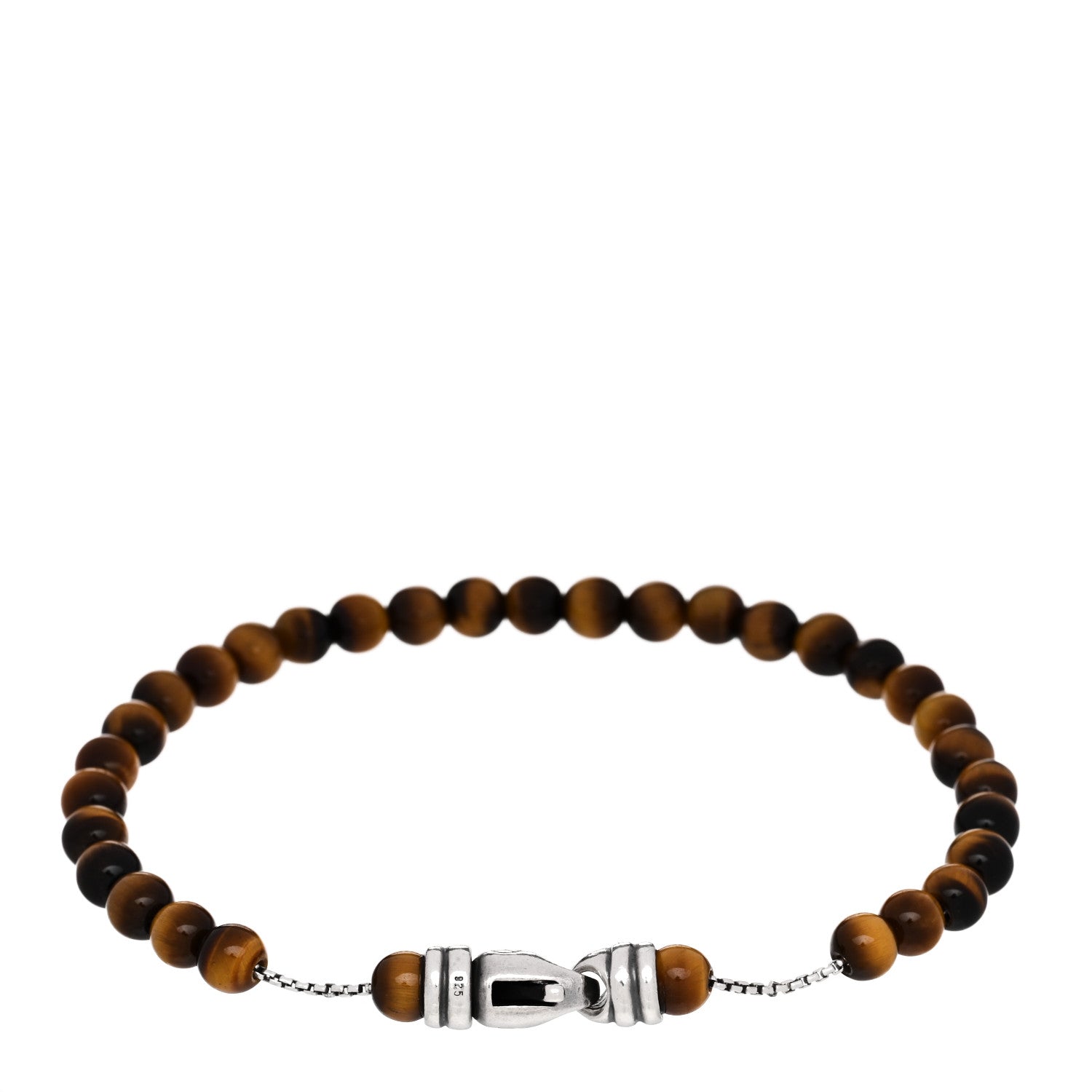 David Yurman Sterling Silver Tiger Eye 6mm Spiritual Beads Bracelet 2 of 4