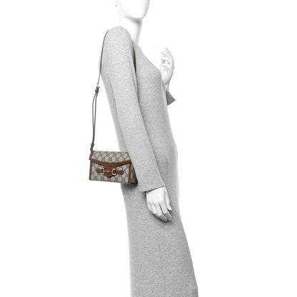 Gucci GG Supreme Monogram Mini Horsebit 1955 Shoulder Bag Beige Brown Sugar 2 of 11