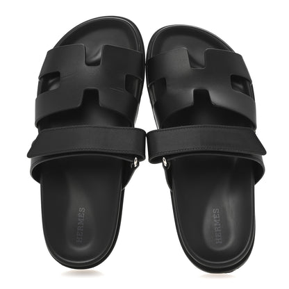 Hermes Calfskin Womens Chypre Sandals 38 Black 2 of 9