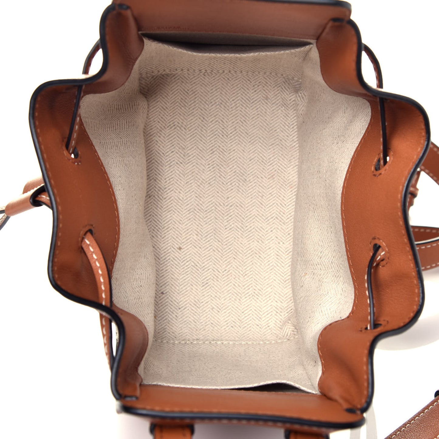 Calfskin Canvas Mini Hammock Shoulder Bag Natural Tan