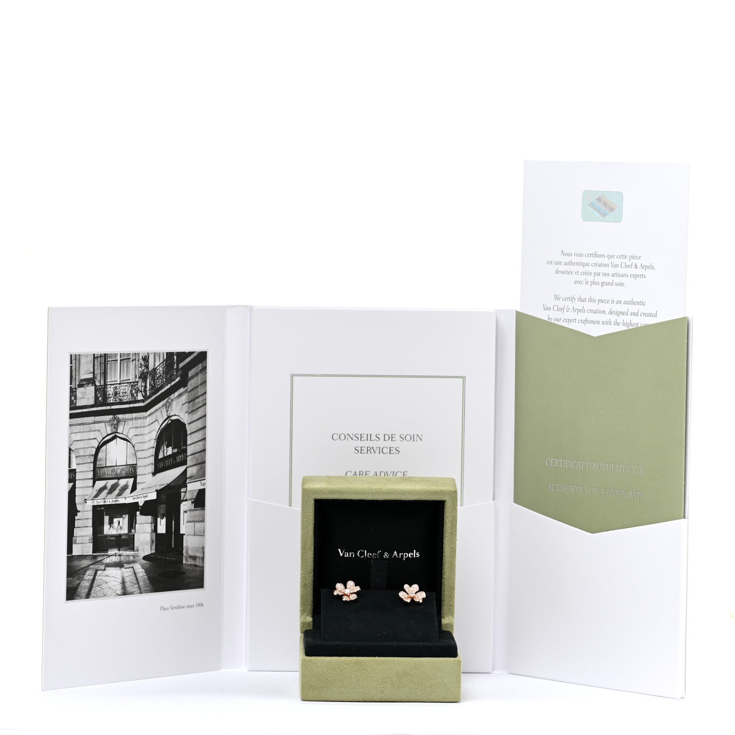 Van Cleef & Arpels 18K Rose Gold Diamond Mini Frivole Pave Earrings 6 of 6
