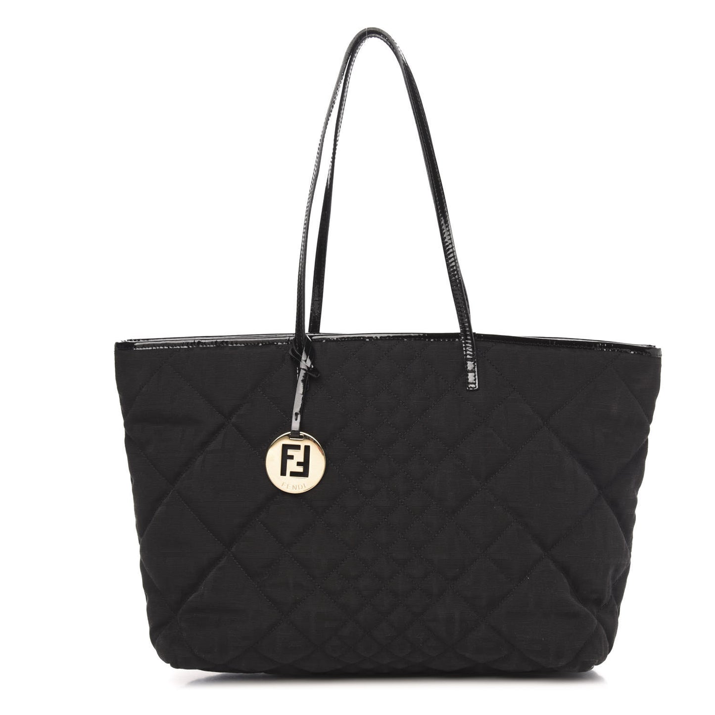 Canvas Quilted FF Roll Tote Black