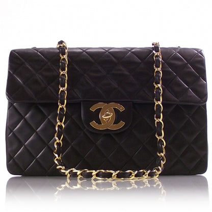 Chanel Vintage Leather Jumbo Classic Flap Black 1 of 13