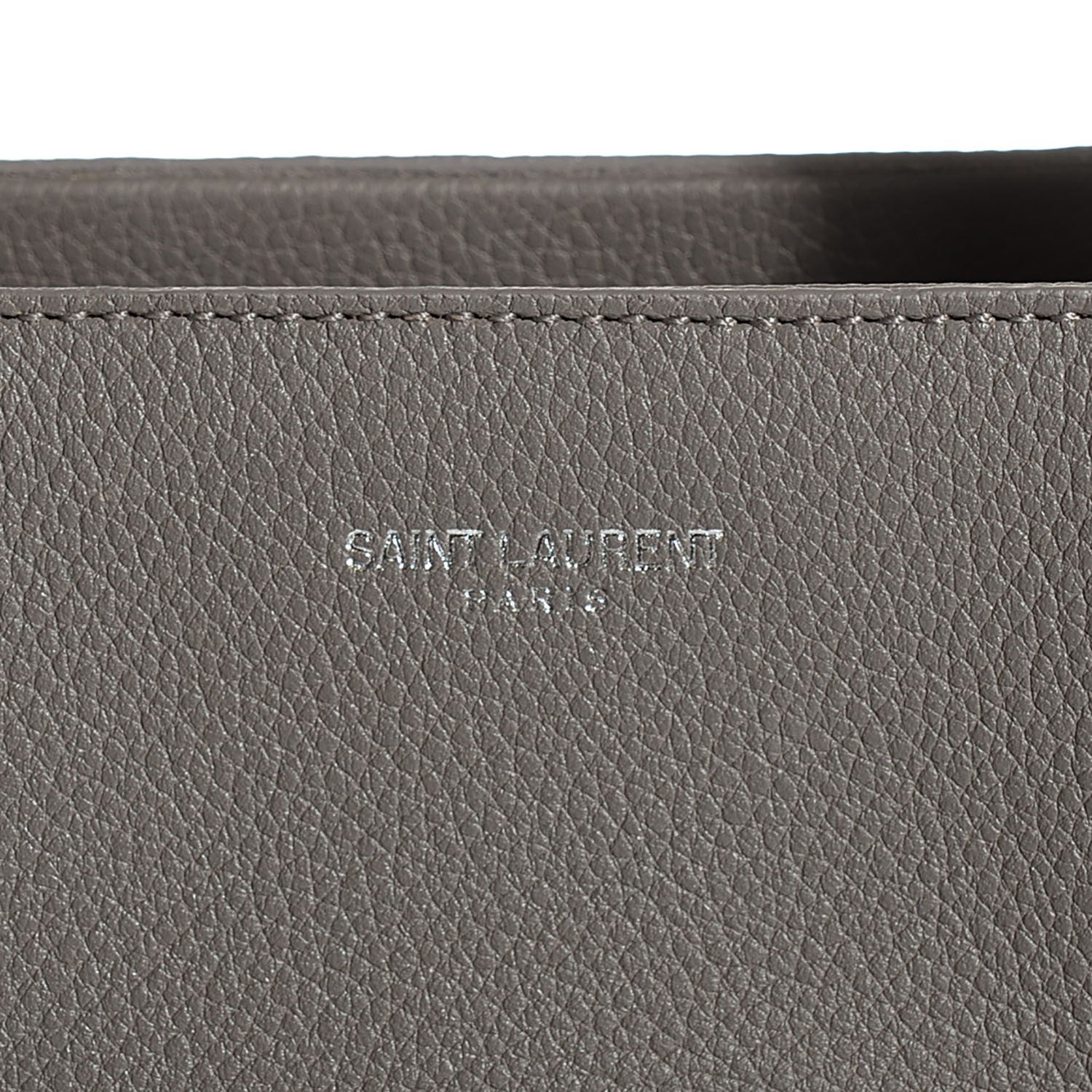 Saint Laurent Grained Calfskin Small Cabas Rive Gauche Bag Fog 9 of 9