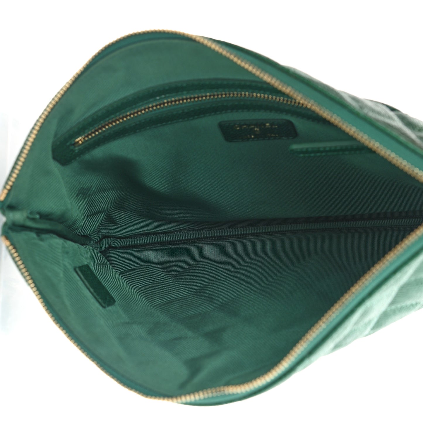 Metallic Caviar Quilted Medium Cosmetic Case Green