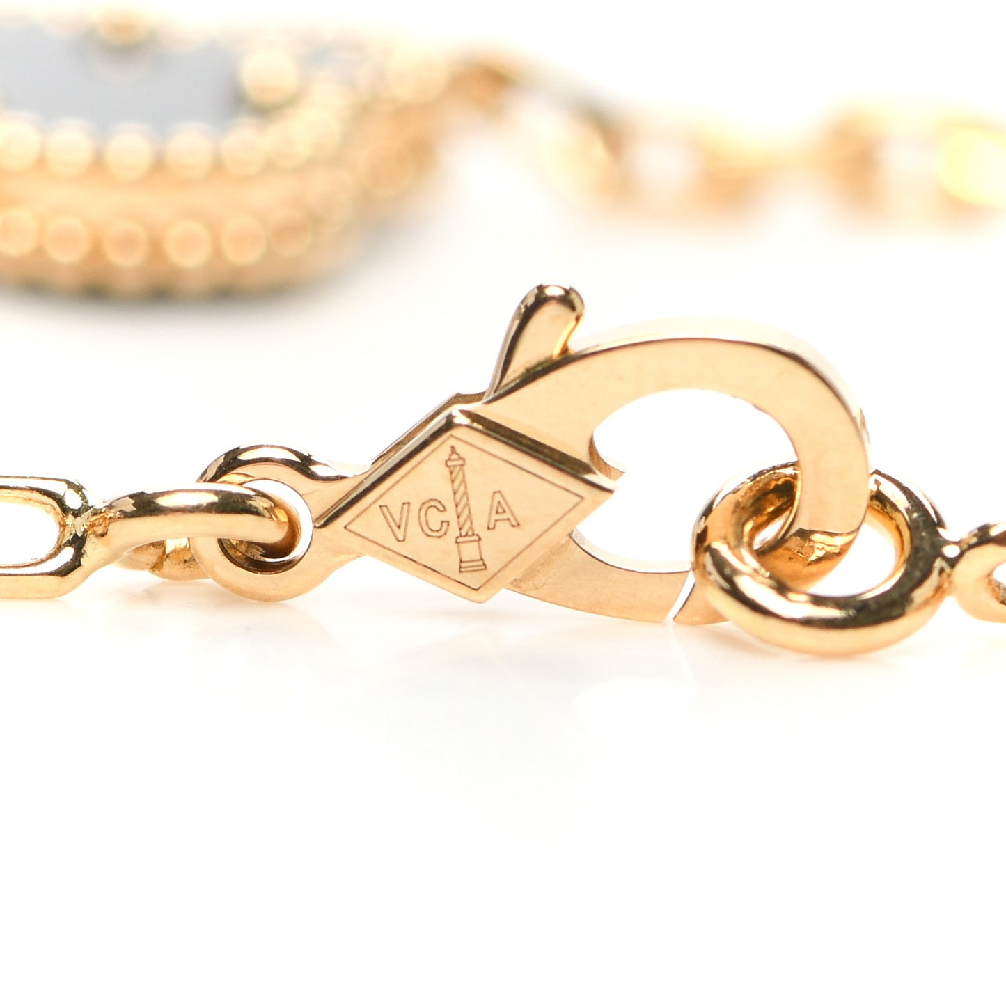18K Yellow Gold Black Onyx 5 Motifs Vintage Alhambra Bracelet