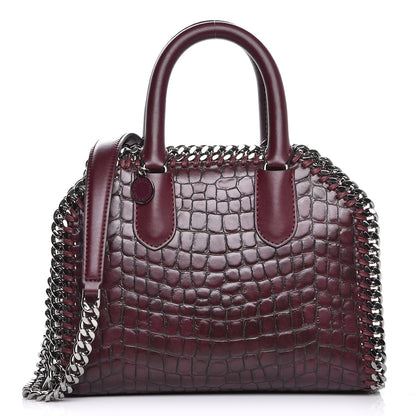Stella McCartney Faux Leather Crocodile Embossed Mini Falabella Box Top Handle Bag Burgundy 1 of 9