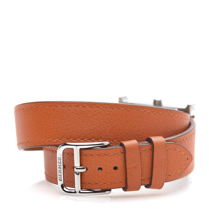 Hermes Stainless Steel Swift 21mm Heure H Hour Double Tour Quartz Watch Orange 4 of 8
