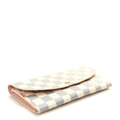 Louis Vuitton Damier Azur Emilie Wallet Rose Ballerine 3 of 7
