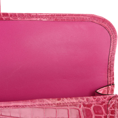 Hermes Shiny Niloticus Crocodile Jige Elan 29 Clutch Rose Tyrien 8 of 9