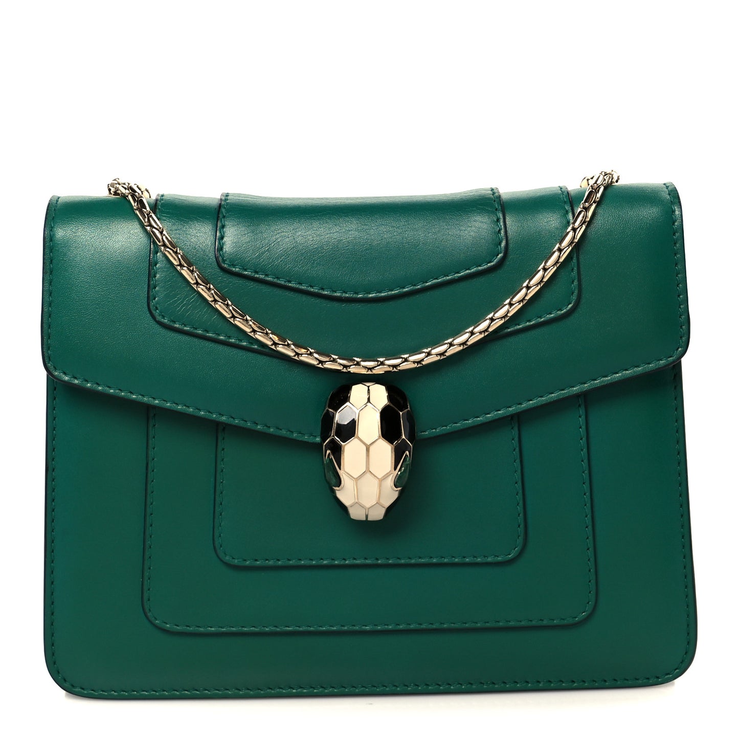 Calfskin Small Serpenti Forever Snake Strap Crossbody Bag Emerald Green
