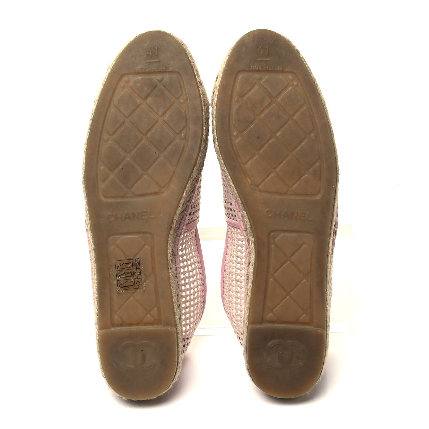 Mesh Lambskin CC Espadrilles 41 Light Pink Beige