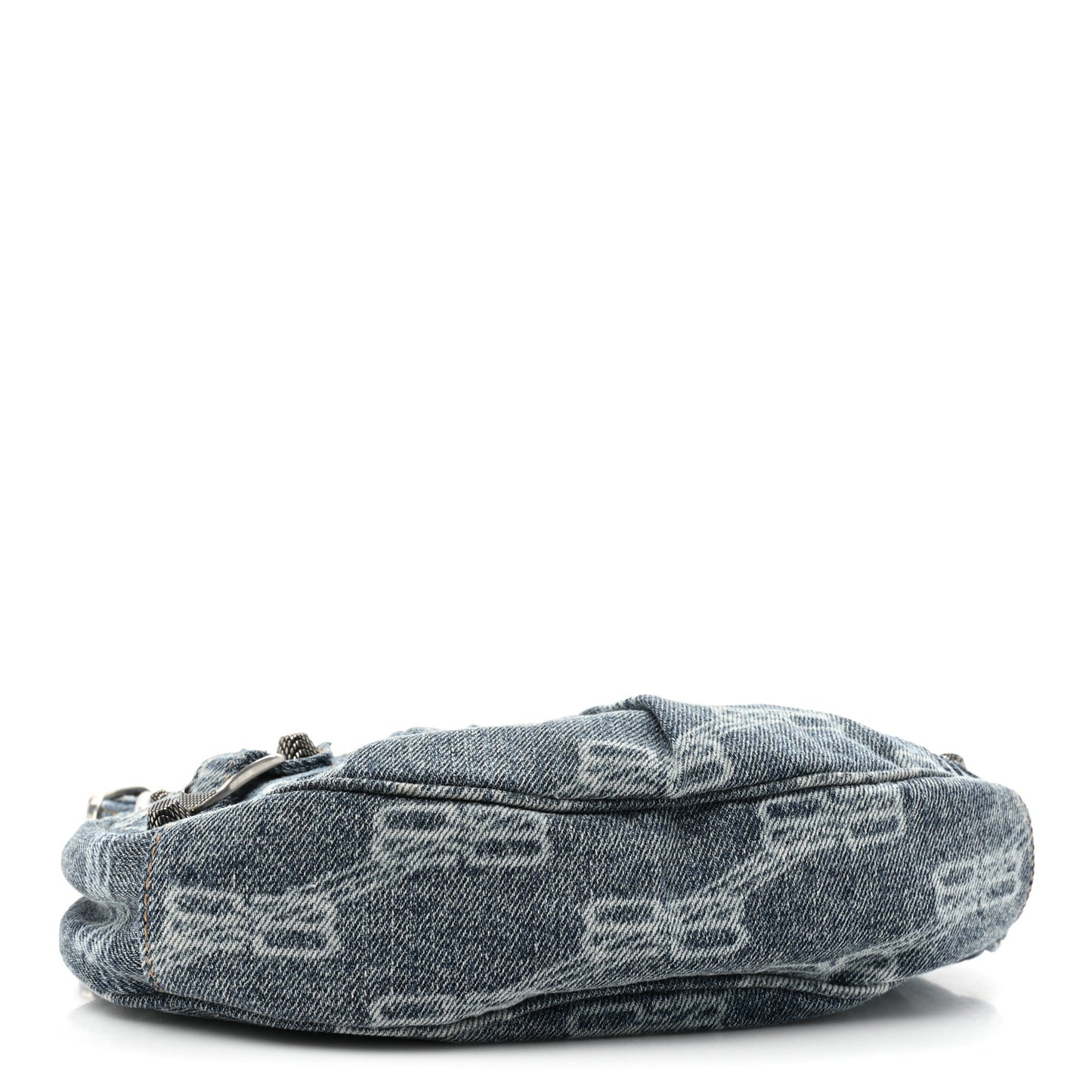 Bleached Denim BB Monogram Le Cagole Shoulder Bag XS Blue