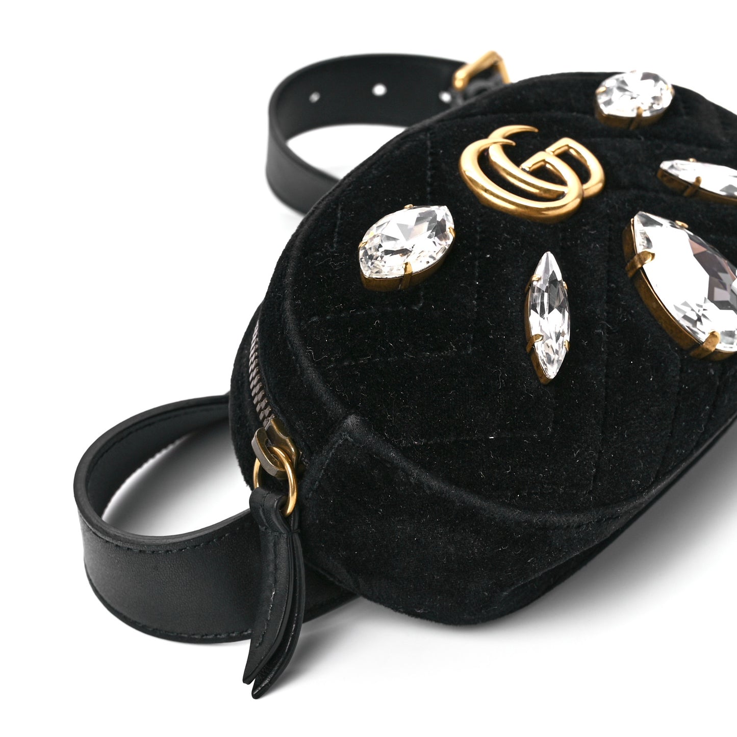 Velvet Matelasse Marquise Crystals GG Marmont Belt Bag 85 34 Black