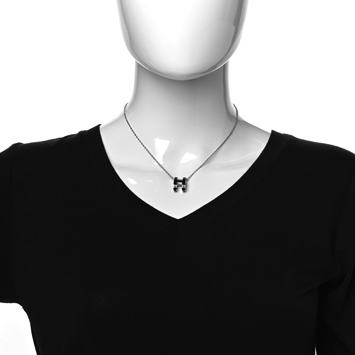 Lacquered Palladium Pop H Pendant Necklace Black