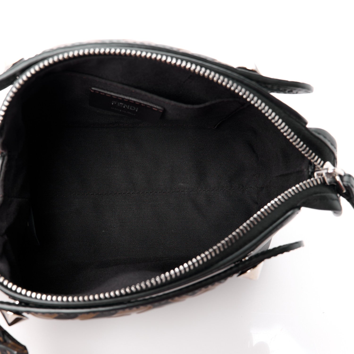 Fendi Vitello Dolce Bi-Color FF 1974 Embossed Mini By The Way Boston Bag Black Maya 5 of 13