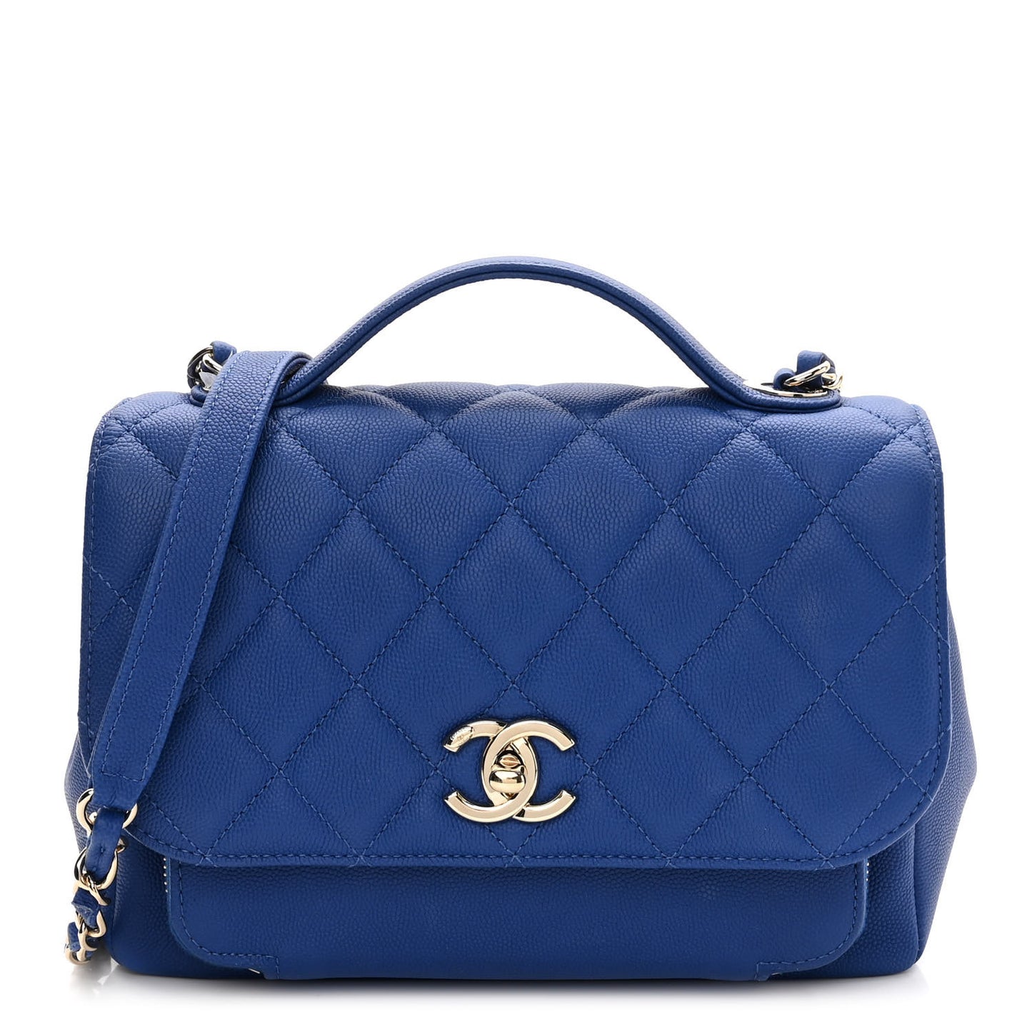 Caviar Quilted Medium Business Affinity Flap Dark Blue