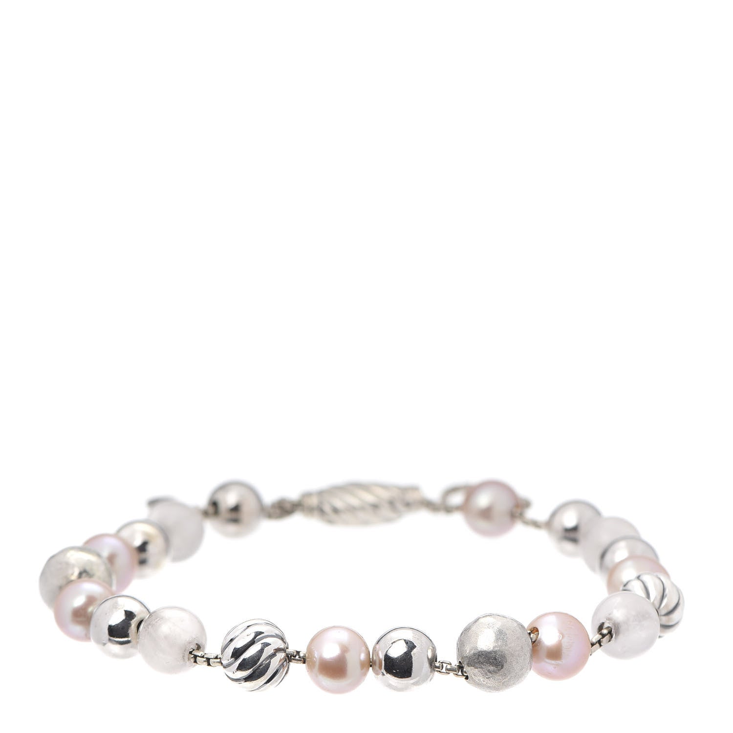 David Yurman Sterling Silver Pink Pearl Rose Quartz 8mm Spiritual Bead Bracelet 1 of 4