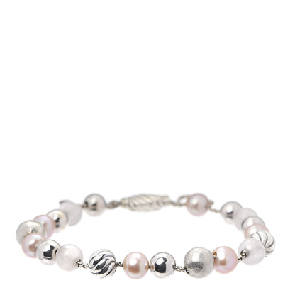 David Yurman Sterling Silver Pink Pearl Rose Quartz 8mm Spiritual Bead Bracelet 1 of 4