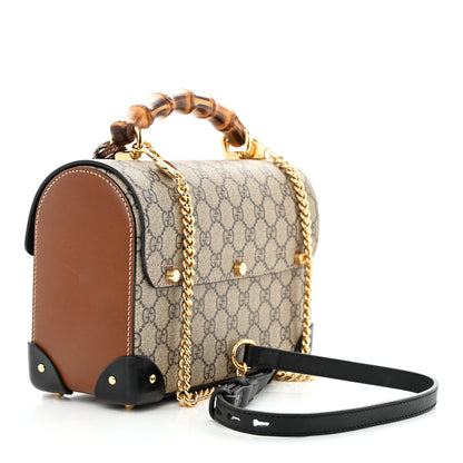 Gucci GG Supreme Monogram Small Padlock Bamboo Shoulder Bag Beige Black Cuir 3 of 10