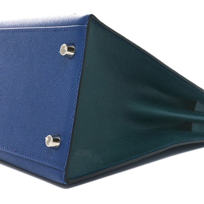 Hermes Epsom Horseshoe Kelly Sellier 28 Bleu Saphir Vert Cypress 10 of 11