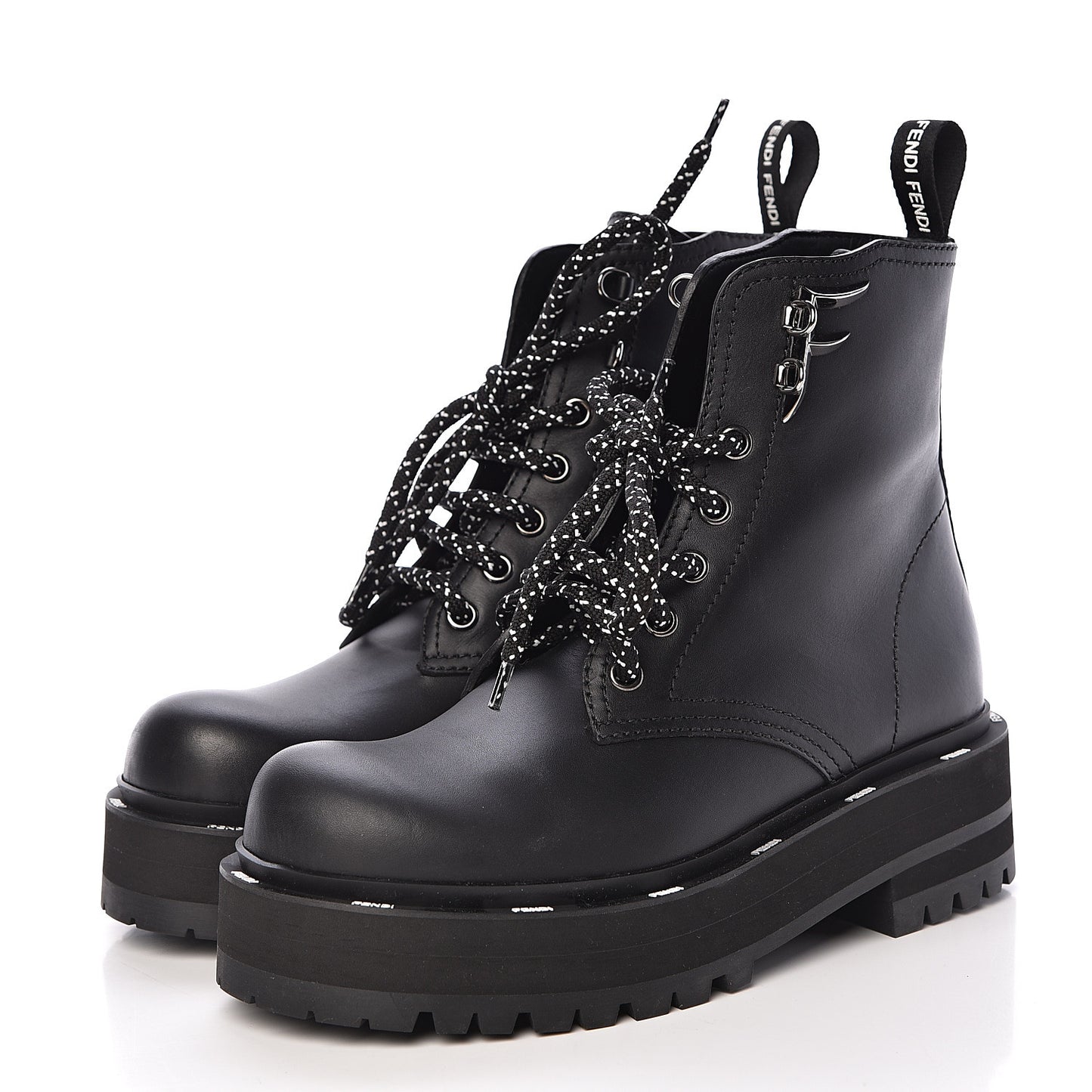 Calfskin FFreedom Platform Biker Boots 35 Black