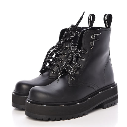 Fendi Calfskin FFreedom Platform Biker Boots 35 Black 3 of 10